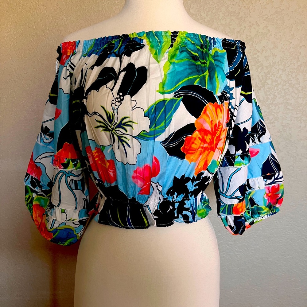 COPY - Rachel Zoe Crop Top off the shoulders and puff sleeves. Sz M